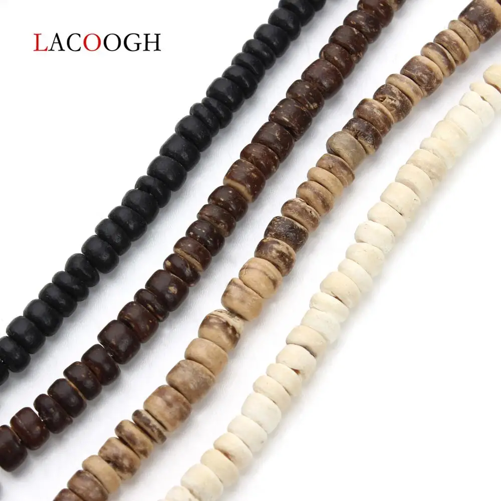 3 Strands/lot 5mm Natural Wooden Beads Flat Round Coconut Shell Spacer Beads For DIY Jewelry Making Findings Necklace Bracelets
