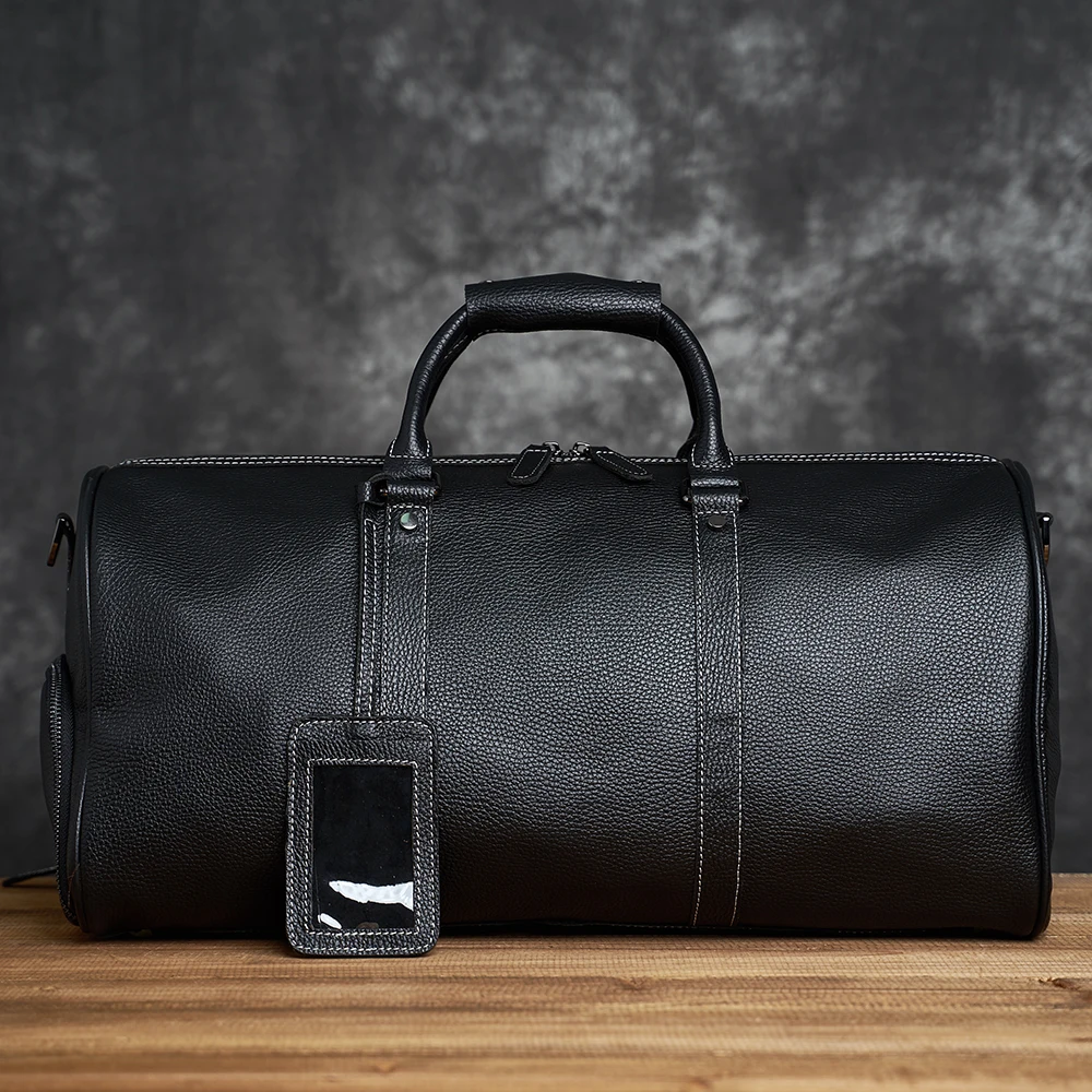 ZRCX Natural Cow Skin Travel Bags Men\'s Leather Overnight Bags Hand Luggage Men Male Weekend Bag Business Man 50cm