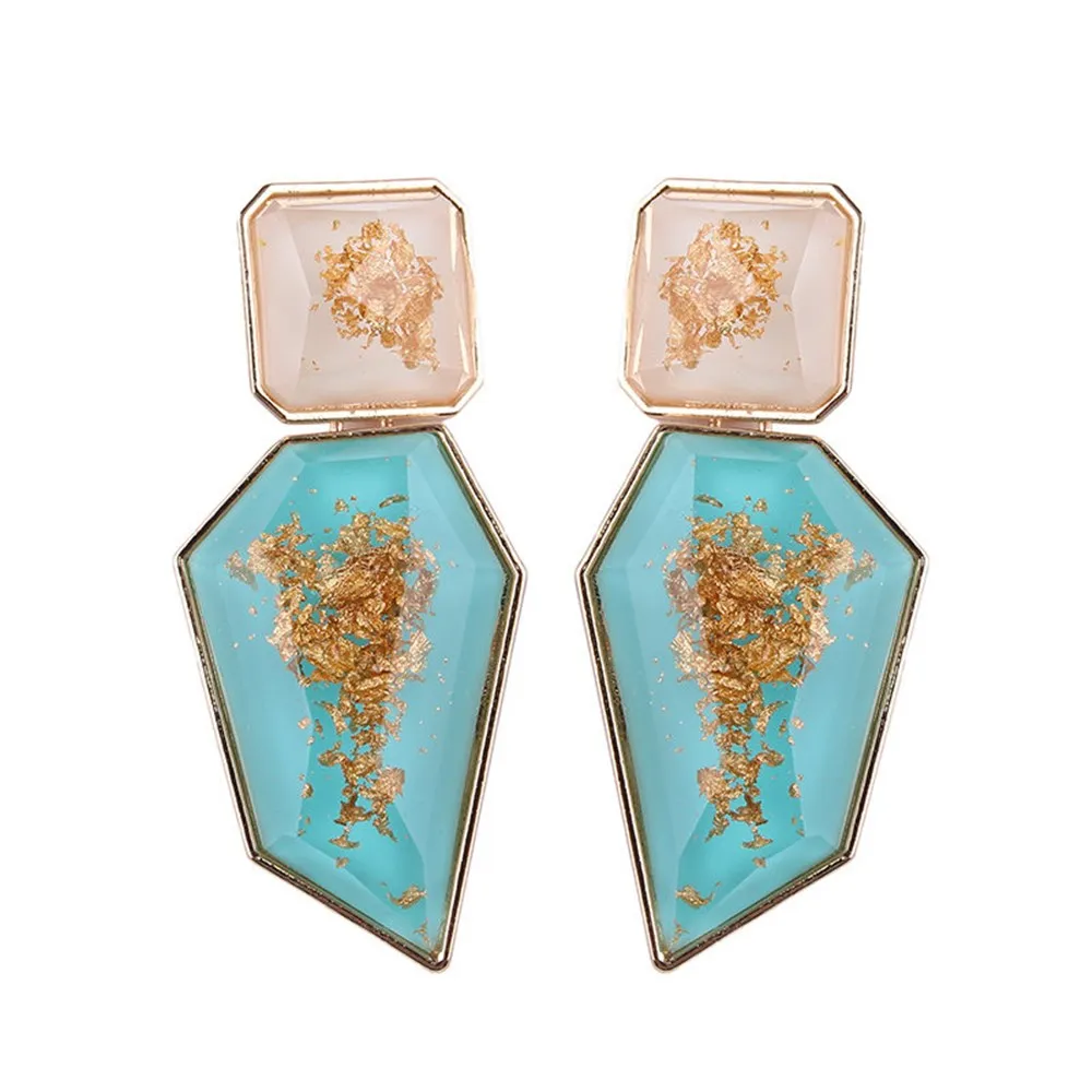 New Hot Fashion Earring Gold Color Resin Irregular Drop Earrings for Women Brincos Earing  Wedding Jewelry Girl Gift