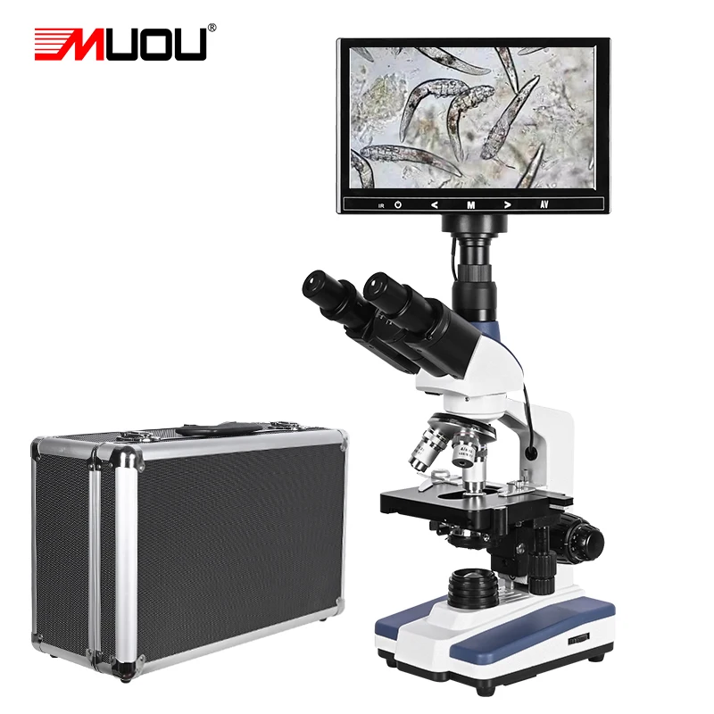 2000X Binocular Professional Mite Sperm Biological Microscope, LED Digital Microscope + Electronic Lens + 9” LCD Screen USB Cabl