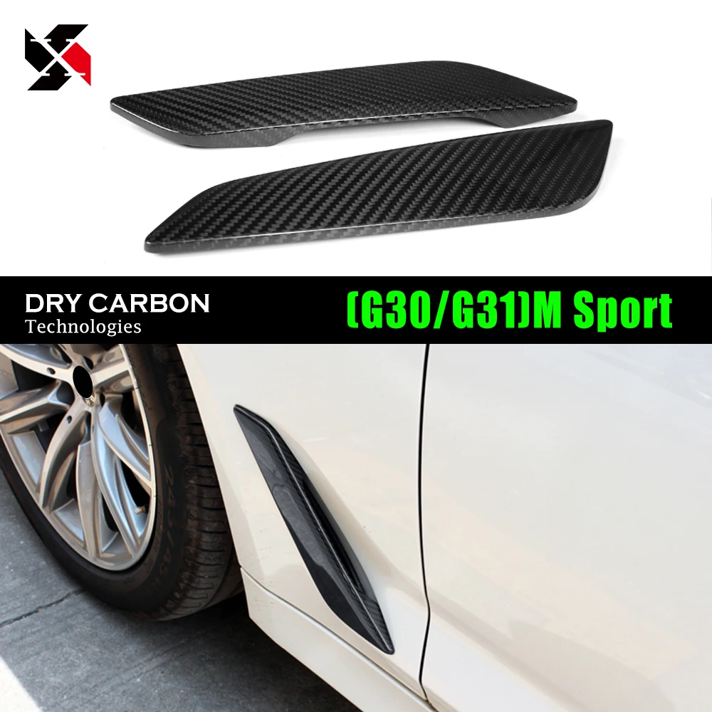 2PCS / Set Auto Fender Side Air Vent Outlet Cover Trim Fit For BMW 5 Series G30 G31 2017-2019 Pre-LCI M Sport Dry Carbon Fiber