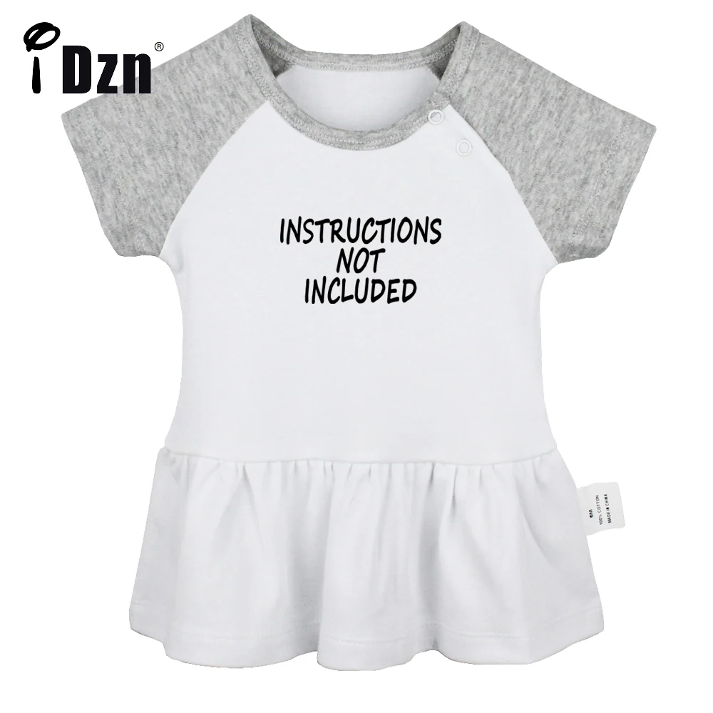 

iDzn Summer NEW Instructions Not Included Baby Girls Funny Short Sleeve Dress Infant Cute Pleated Dress Soft Cotton Dresses