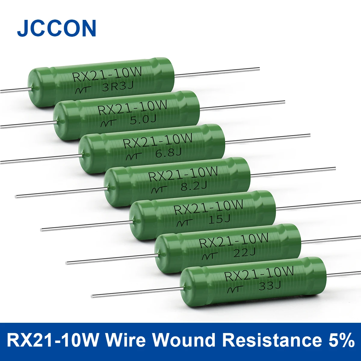 10Pcs RX21 10W Wire Wound Resistance 5% 1R 10R 12R 15R 20R 22R 51R 56R 100R RX21-10W Speaker Crossover Wire Winding Resistor