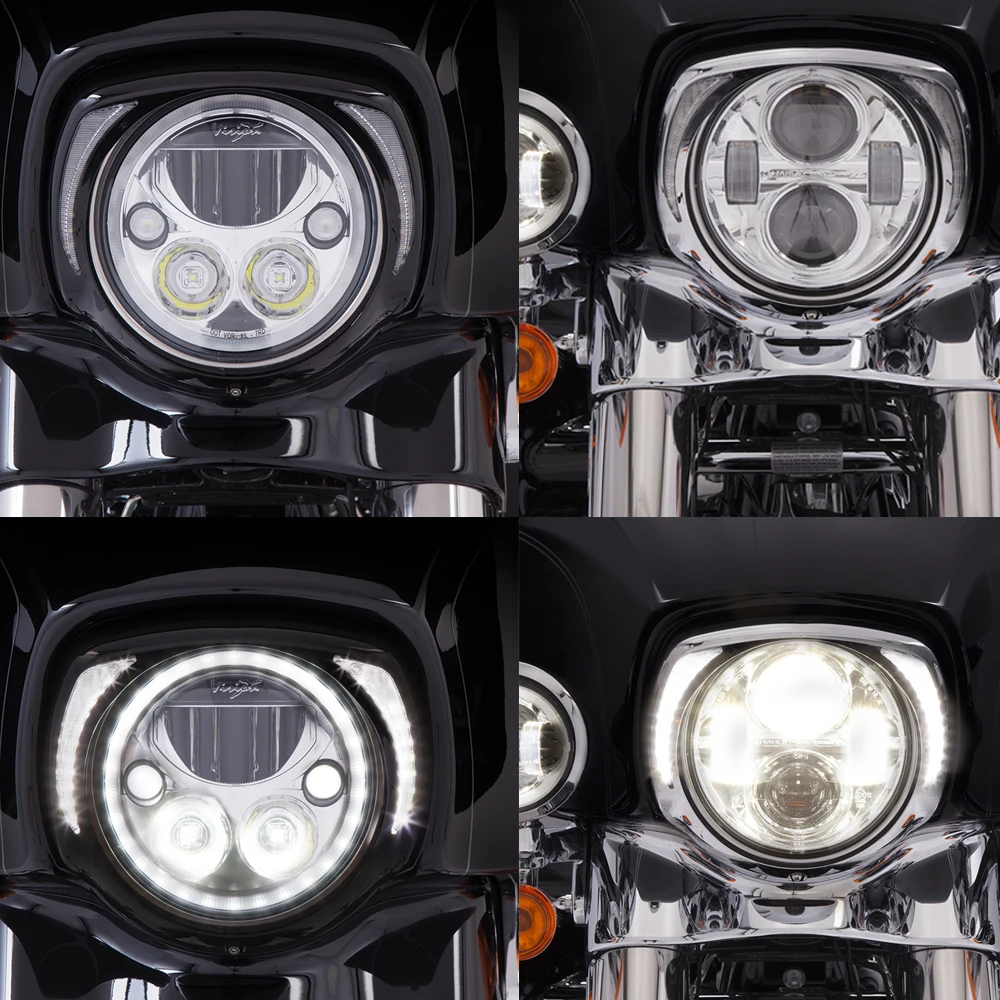 Motorcycle LED Headlight Lamp Trim Ring Bezel Fit For  Davidson Electra Glide Street Glide Tri-Glide Ultra Limited Low