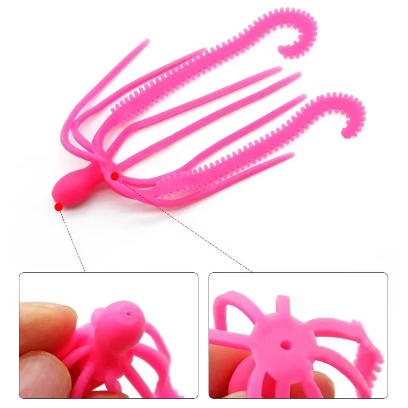 20pcs New Design TPR Skirt Soft Lure Jig Head DIY Fishing Accessory Pink Red Orange Green  Assist Jigging Hook