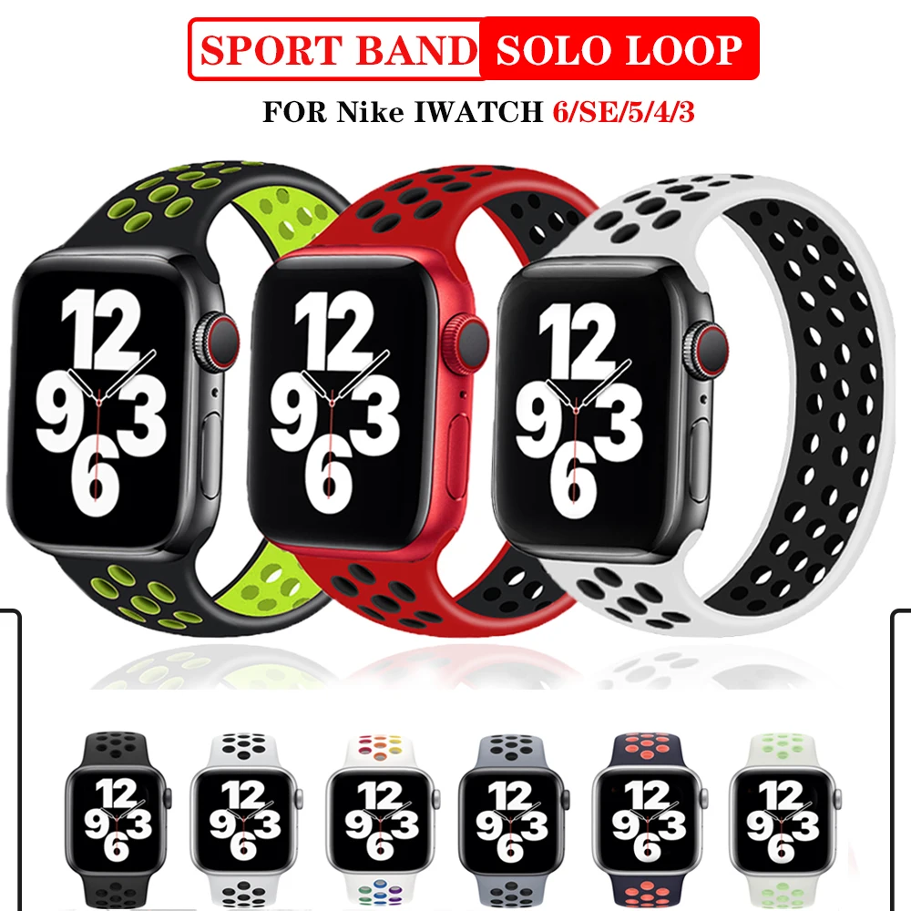 Solo loop Strap for Apple Watch Band 40mm 38mm Elastic watchbands Belt Silicone bracelet for iWatch Series 5 4 3 6 SE 44mm 42 mm