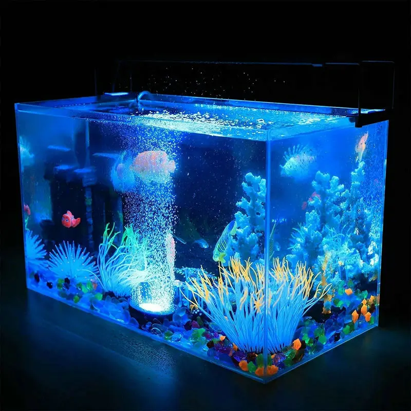 Remote Controlled IP68 Waterproof Aquarium Submersible Fish/Turtle Tank Air Stone Bubble Led Light RGB Underwater Lighting Decor