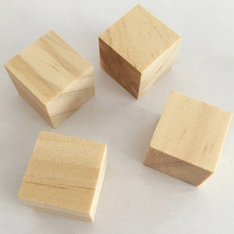 Solid Wood Cube Wooden Square Blocks Kids Early Educational Toys Assemblage Block Embellishment For DIY Woodwork Craft