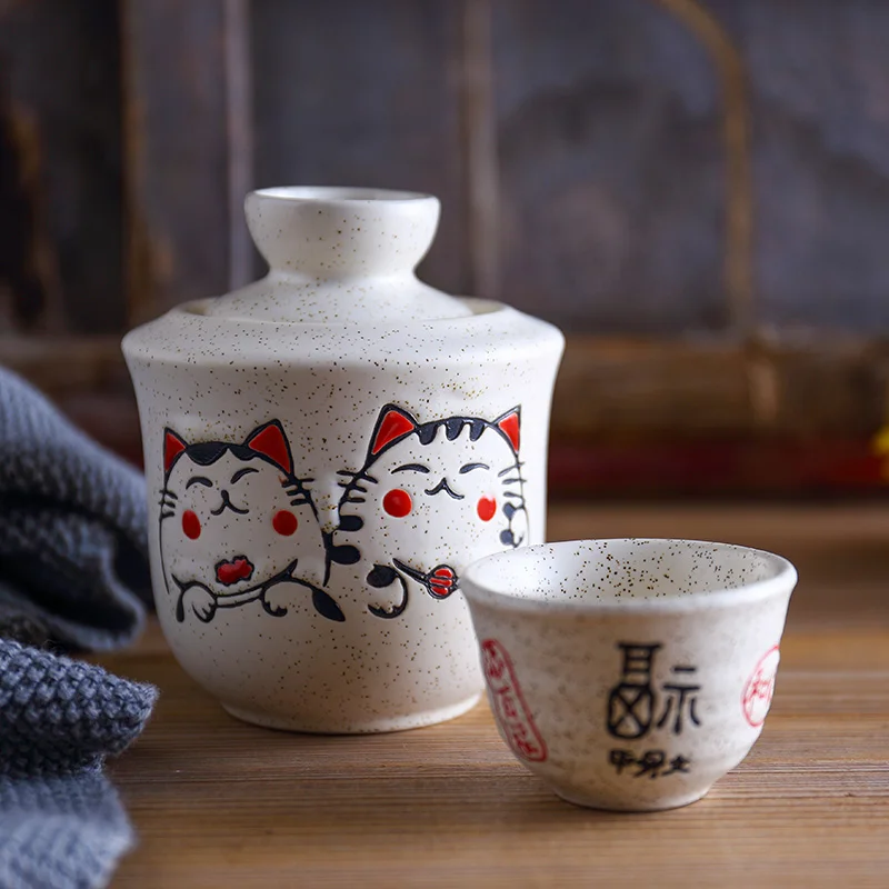 Ceramic wine heater pot cup Jingdezhen wine set Chinese style warm Baijiu Japanese sake yellow rice wineware