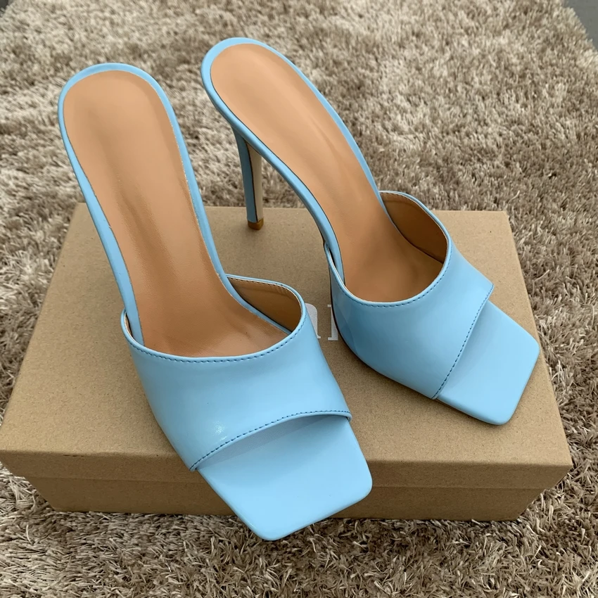 11CM High Heels Sandals Women Square Toe Pump Shoes Woman Summer Sandal Shoe Ladies High Heel Slipper Party Pumps Sandles Lady