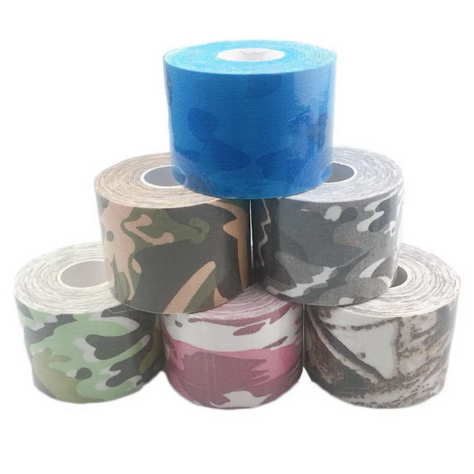 6 Roll/lot 5 cm*5 m Camo Kinesiology Tape Cotton Self Adhesive boob Tape Sport Waterproof Elastic Bandage muscle fixer tape flex