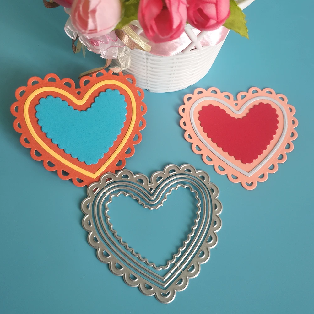 

New style heart-shaped metal cutting dies with lace, used for DIY scrapbook, card, photo album decoration, handmade crafts