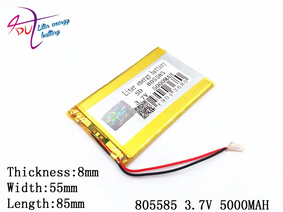3.7V5000mAh805585 Lithium Polymer Li-Po li ion Rechargeable Battery cells For Mp3 MP4 MP5 GPS mobile bluetooth