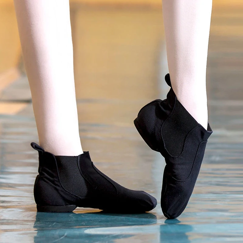 Canvas Dance Booties Dance Sneaker Women Black High Top Jazz Boots Twin Gore Jazz Dance Shoes Men Dancing Sneakers