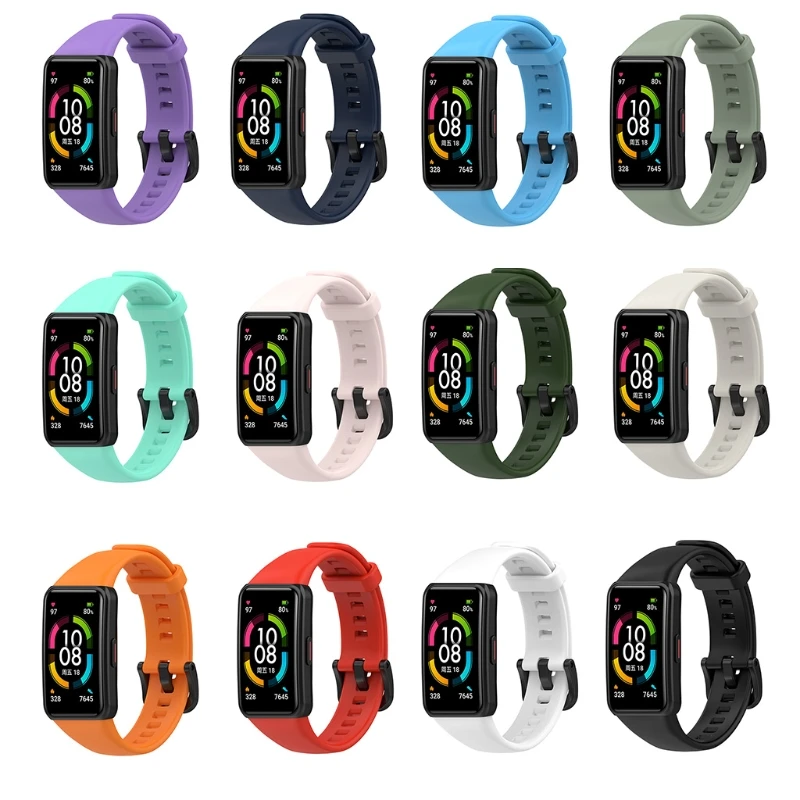 Replacement Sport Silicone Watch Band Wrist Strap Adjustable Watchbands for -Huawei Honor Band 6 Smart Watch