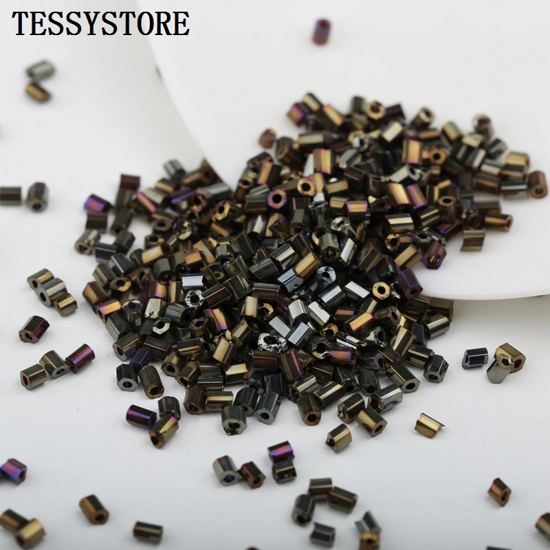 1000pcs 2x3mm Tubo di Vetro Branelli Del Distanziatore Nero della Pistola di Colore Austria Rotonda di Cristallo Branelli del Foro Per monili Che