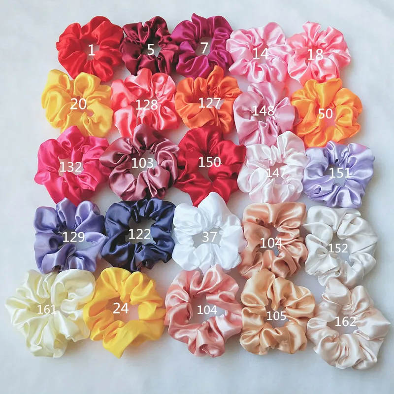 120PC/Lot 2019 New Fashion women lovely satin Hair bands bright color Silk hair scrunchies girl's hair Tie Accessories Ponytail