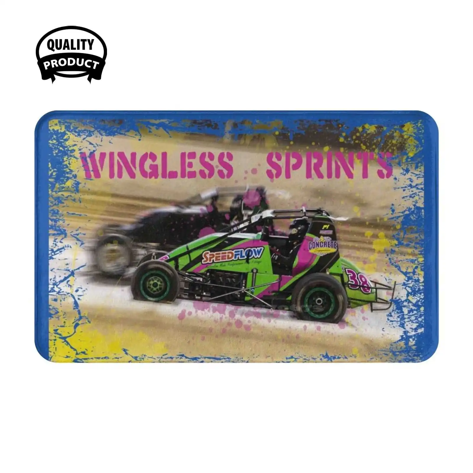 Wingless Sprintcars Ripping The Dirt Track Soft Cushion Home Carpet Door Mat Car Rug Dirt Driver Midget Non Winged Open Wheel