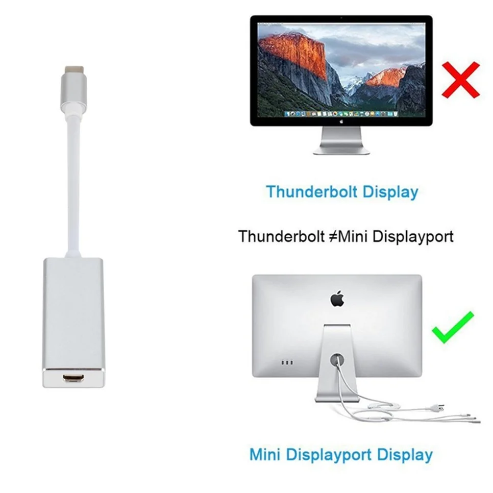 WVVMVV USB C to Mini DP 4K Type C to Mini Display Port Adapter Plug and Play Thunderbolt 3 to Mini DP Converter for MacBook Pro