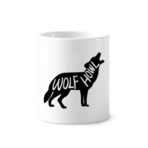 

Black Wolf Animal Natural Toothbrush Pen Holder Mug White Ceramic Cup 12oz