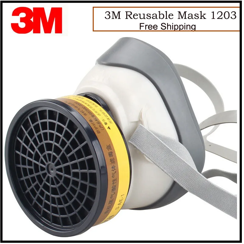 1203 Reusable Half Face Mask Anaerobic 3M Respirator Against Acid Gas/Chlorine Mask Painting Respirator Authentic Mask