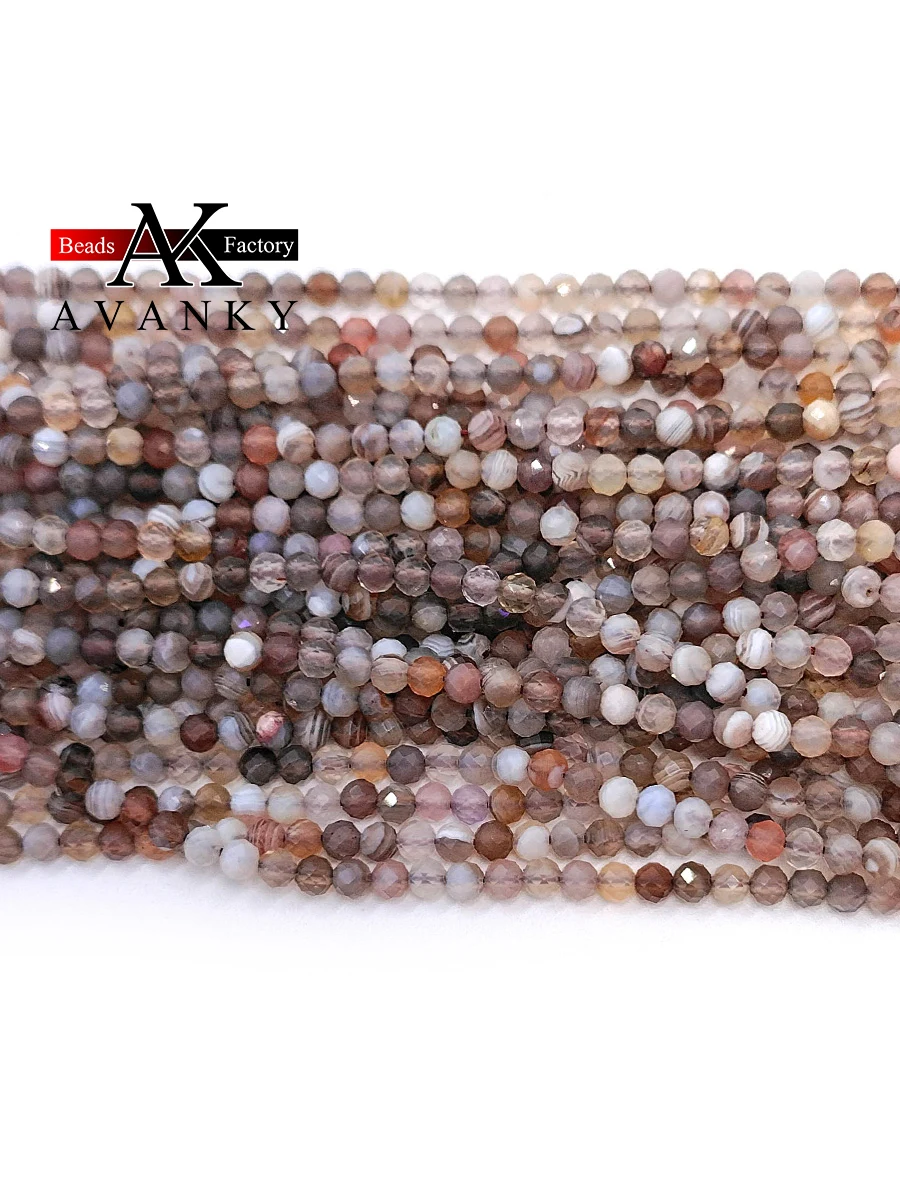 Wholesale Natural Stone Botswana Sardonyx Agates Faceted Loose Beads 2 3 4MM for Braceet Necklace Making 15\