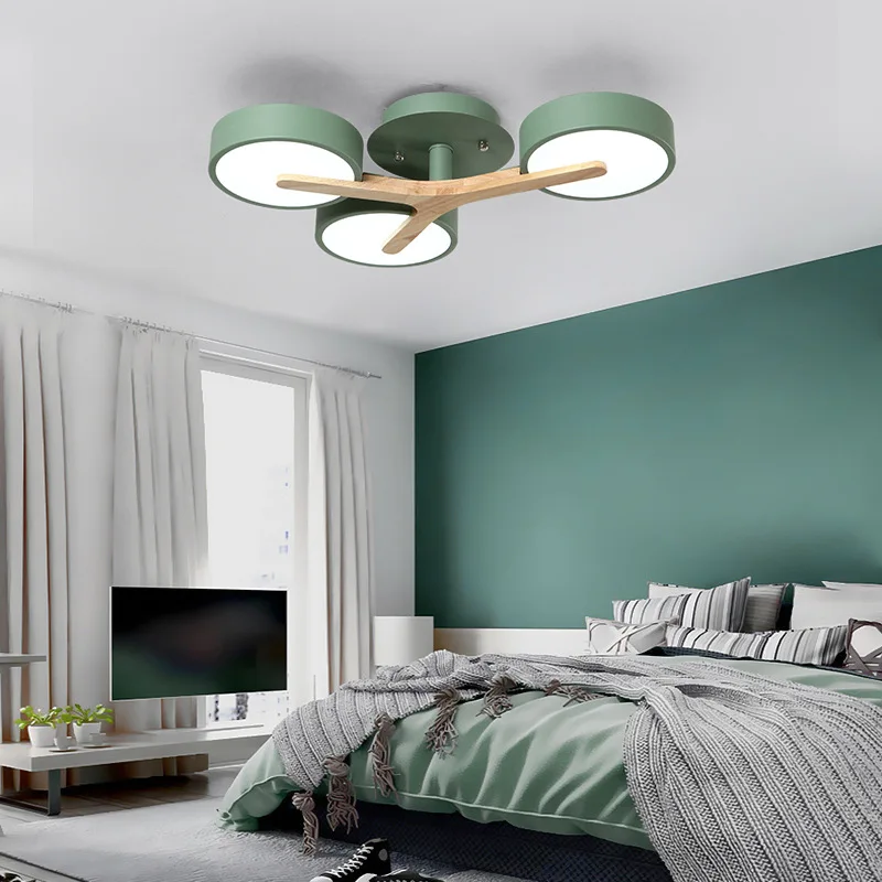 Moderne Runde LED Decke Licht Schlafzimmer Decke Licht Wohnzimmer Holz Kunst Decke Kronleuchter Hotel Villa Acryl Beleuchtung