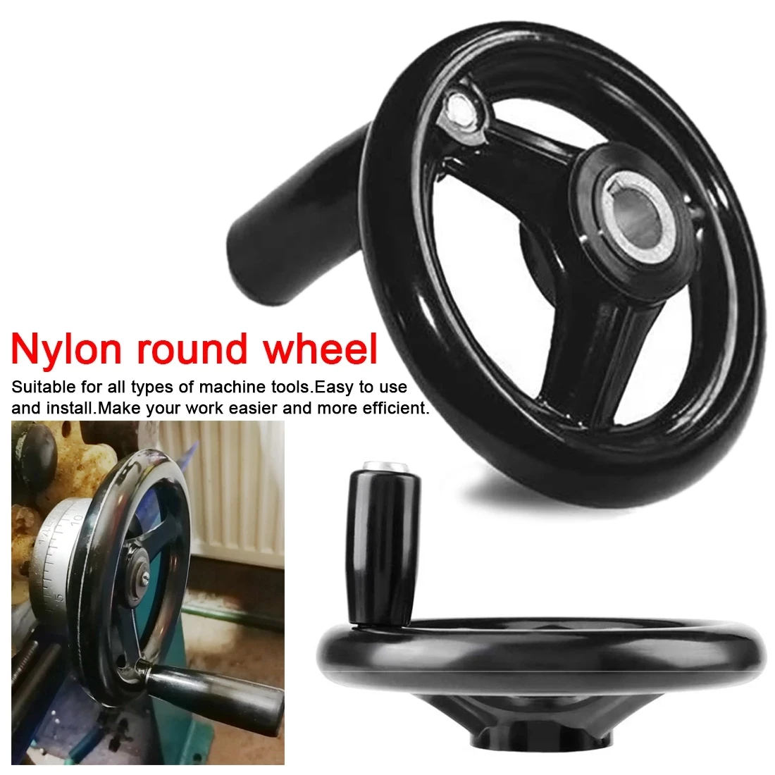 Spoked Hand Wheel Black Milling Machine Lathe CNC 3D Printer Round Bakelite Three Handwheel Lathe Handle 100/125/160/200/250mm