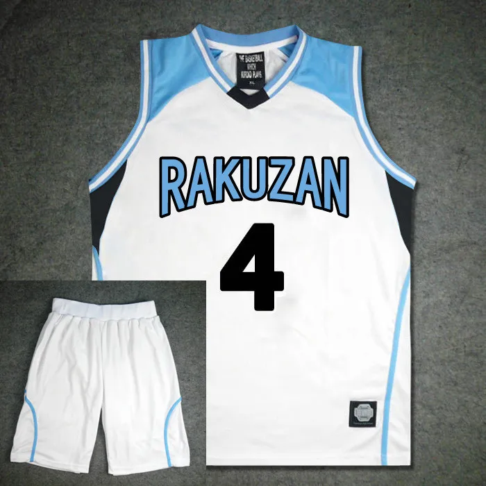 Kuroko no Basuke Rakuzan High School No.4 Akashi Seijuro Cosplay Basketball Jersey Set Top Vest & Shorts