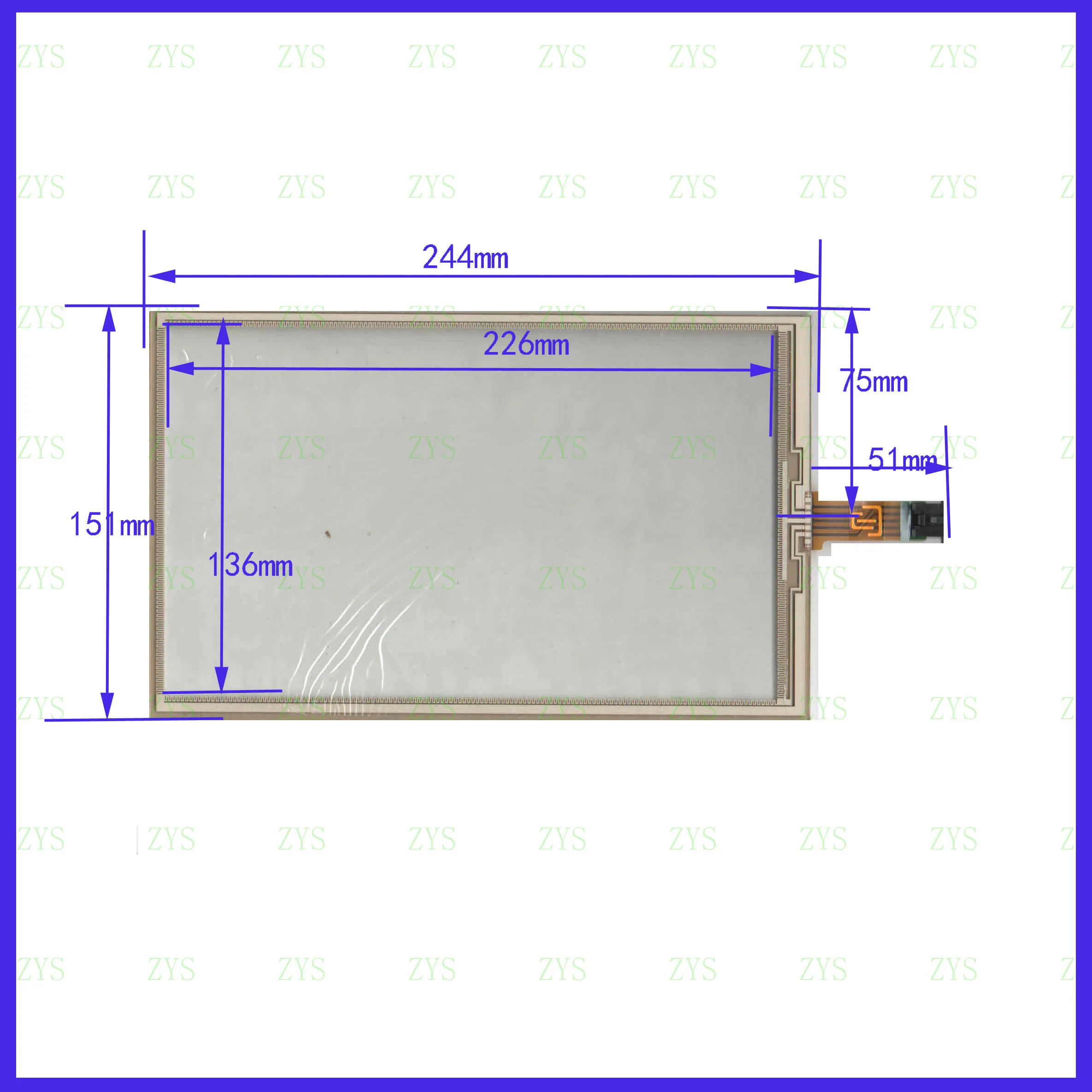 ZhiYuSun 244mm*151mm   10.1inch 5lines esistive touch panel ,244*151  Industrial application