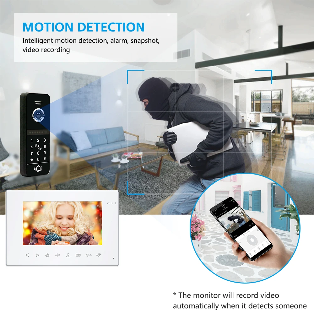 Jeatone 7 Zoll WiFi Tuya App FHD 1080p Video Intercom Kit für Villa Türklingeln Smart Door phone Video anruf Remote Unlock