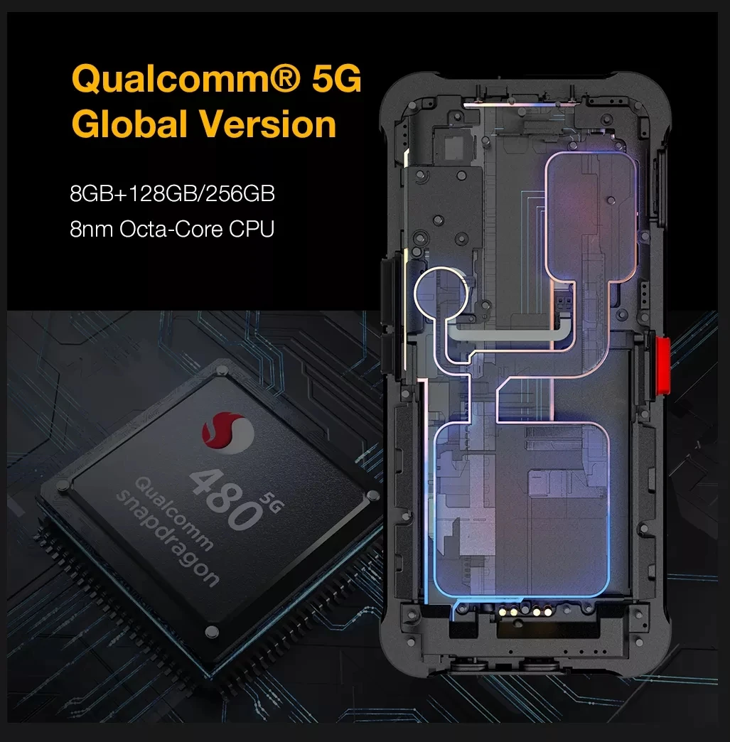 AGM-Smartphone robuste Glory Pro 5G, 8 Go, 256 Go, Android 11, phare, caméra d'imagerie thermique de qualité militaire, mobile, matin