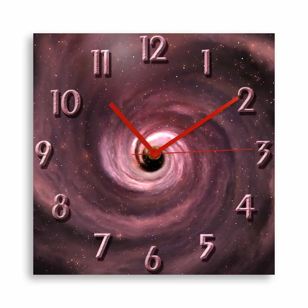 Swirly Space Black Hole Quiet Sweep Quartz Wall Clock Cosmic Home Décor Watch Galaxy Night Sky Minimalist Wall Art Space Lover
