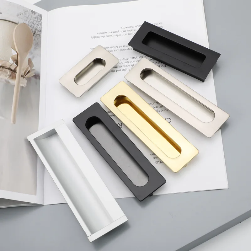 Black Hidden Drawer Handle European Style Mobile Door Handle Wardrobe Cabinet Door Furniture Handle Hardware