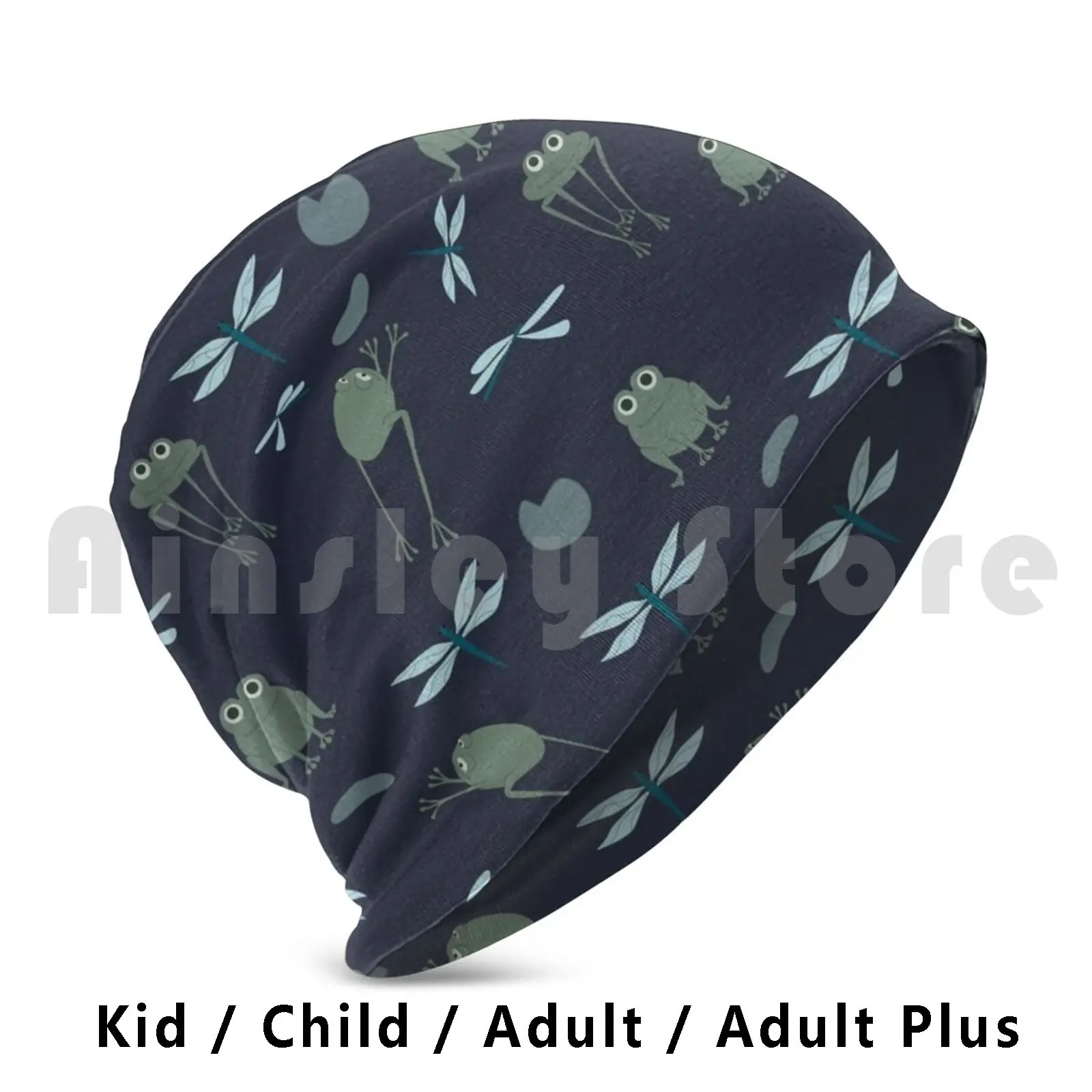 Frog Pond Beanies Pullover Cap Comfortable Frog Frogs Frog Pattern Pattern Pond Dragonfly Lily Dragonflies Lily Pads