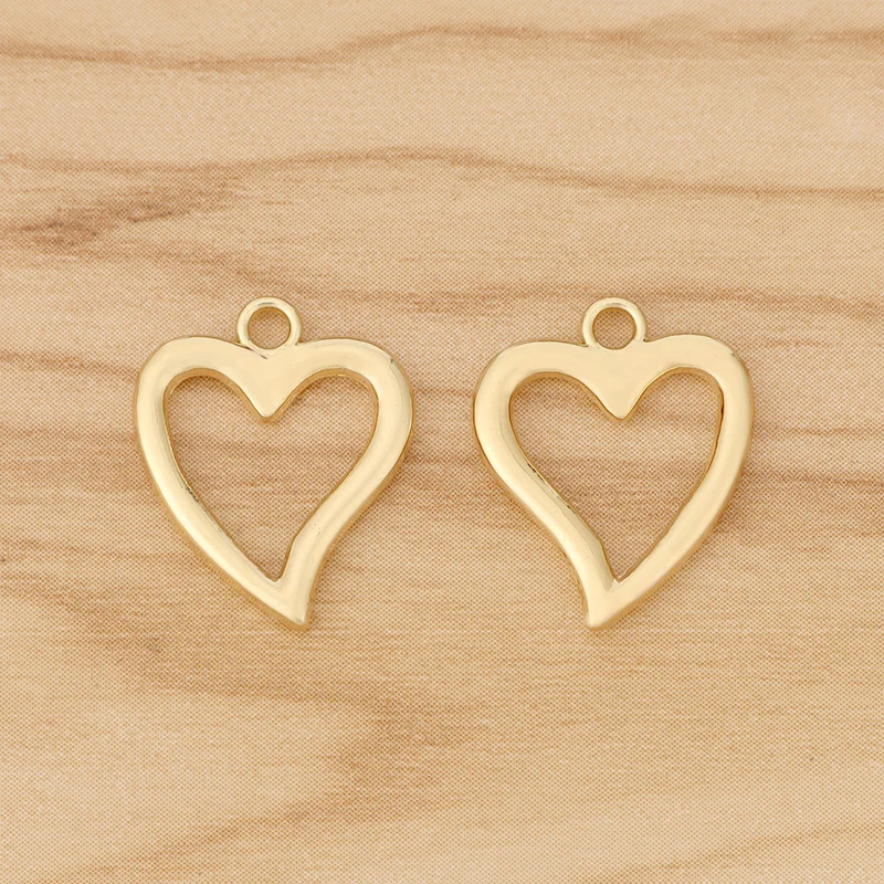 20 Pieces Gold Color 2 Sided Open Heart Charms Pendants Beads for DIY Bracelet Earrings Jewellery Making Accessories 18x15mm