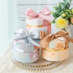Round Flannelette Elegant Wedding Favor Birthday Party Box Holder Sugar Tea Gift Decoration Package Display Boxes