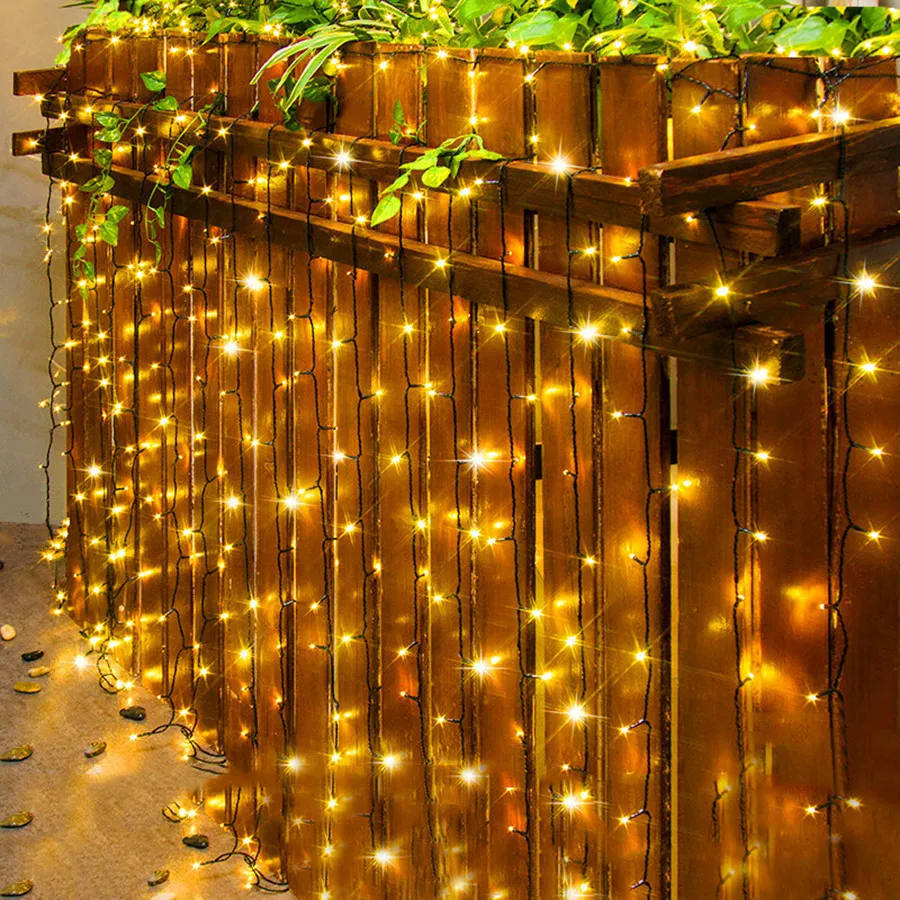 Green Cable Christmas String Light Outdoor 10M 20M 50M 100M Christmas Fairy Light LED Garland for Wedding Party Tree Decor