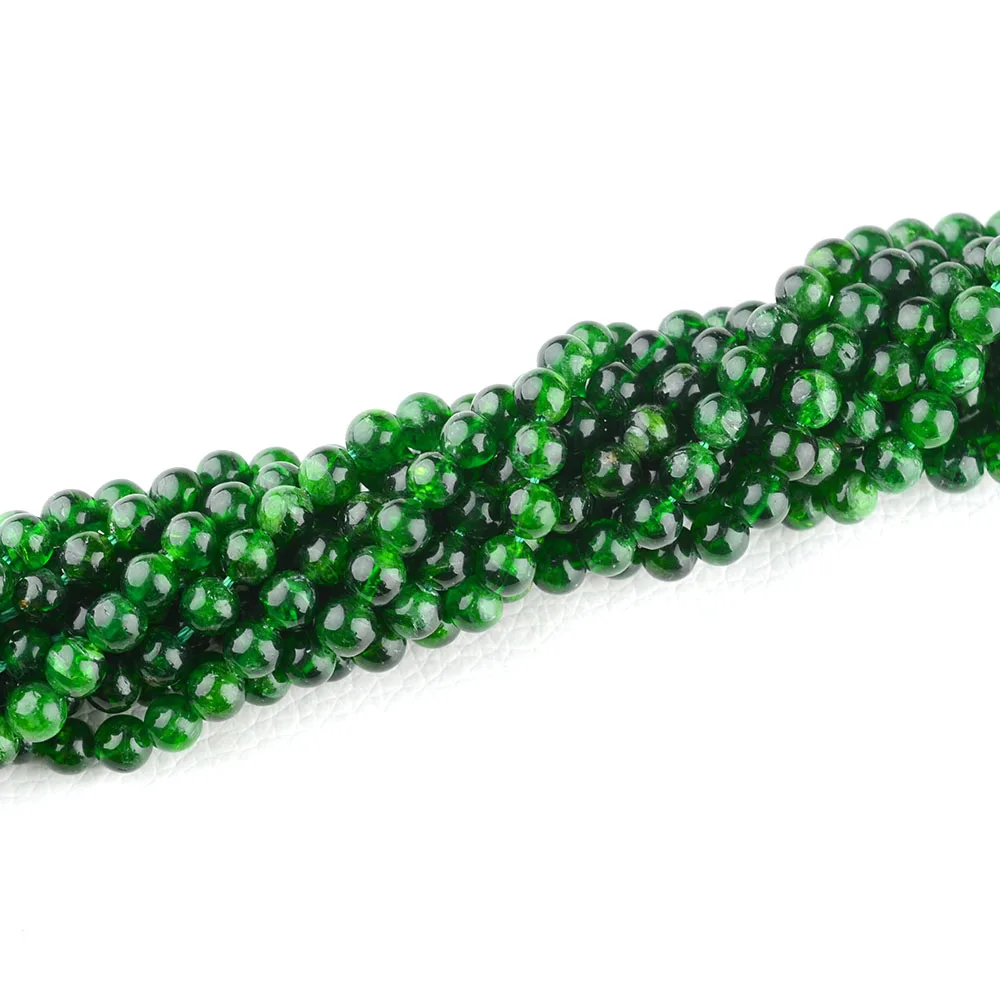 1 Strand Genuine Green Chrome Diopside 8-10mm Smooth Round Loose Stone Beads For Jewelry DIY Making