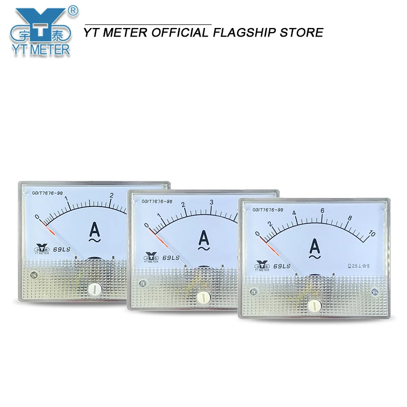 69l9 AC ammeter 3A 5A 10A 20A 30A 50A pointer meter 64 * 80mm size transformer CT direct use mounting cabinet