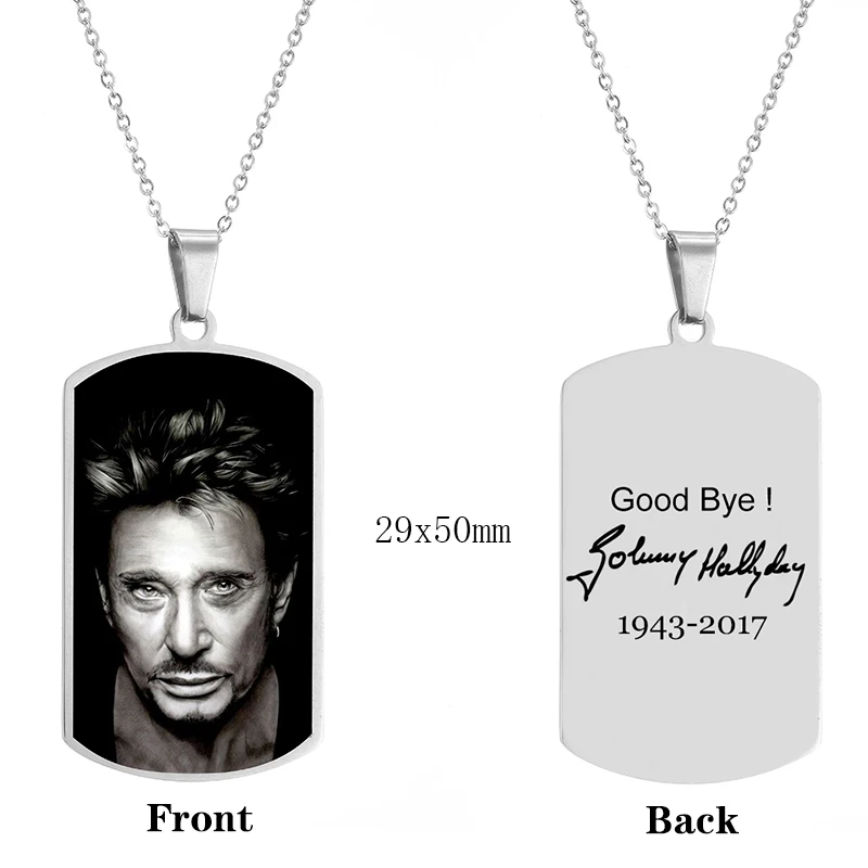 Johnny Hallyday Pendants Necklace Necklaces For Women Necklace Men Necklace Stainless Steel Female Photo Name Hip Hop Jewelry