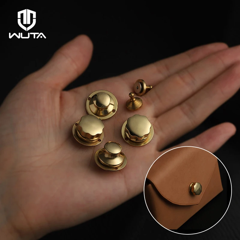 WUTA Design 100% Brass Bag Lock Spring Buckle Case Metal Insert Lock Round / Flower Head Decorate DIY Leather Craft Hardware