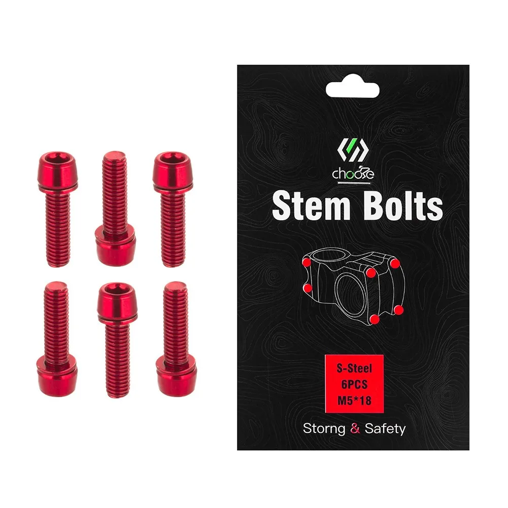 

Handlebar Stem Bolts Strong & Stylish 6Pcs Stainless Steel M5x18 Bolts for MTB Handlebar Stem and Shifter Multi color