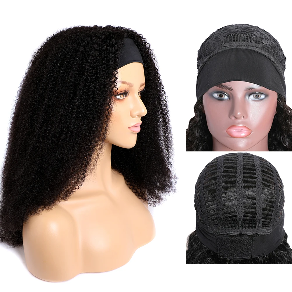 شعر مستعار عصابة رأس مجعد غريب من Maxine-Afro ، شعر مستعار نسائي بوب ، وشاح برأس كامل ، شعر بشري