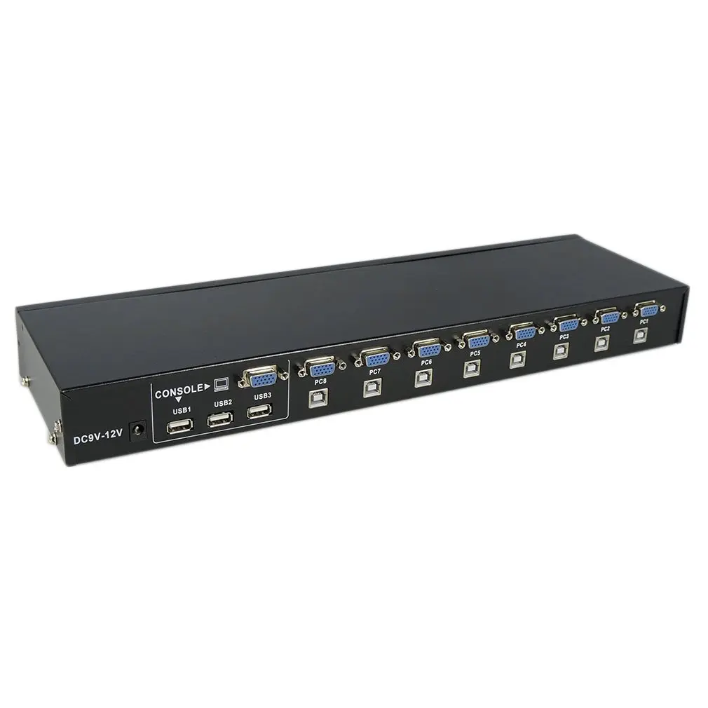 

Small Size 8 Ports USB 2.0 External KVM Switch Box Manual Switcher Support for 1920x1440 VGA Splitter Adapter