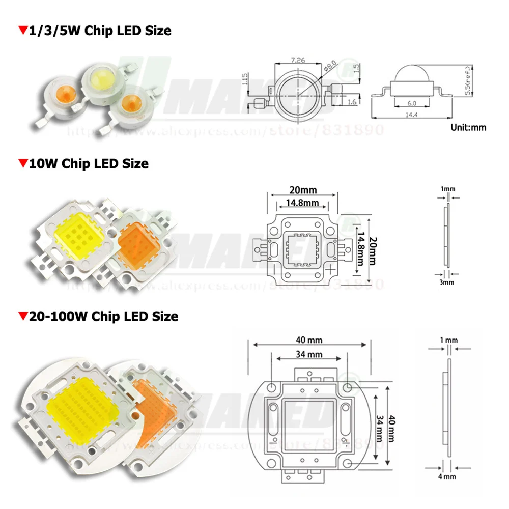 Grow Light LED Chip 30W 45mil CRI 95 Full Spectrum 380-840nm SMD COB Diode For Plant Growth Aquarium Hydroponice Lamps Wholesale