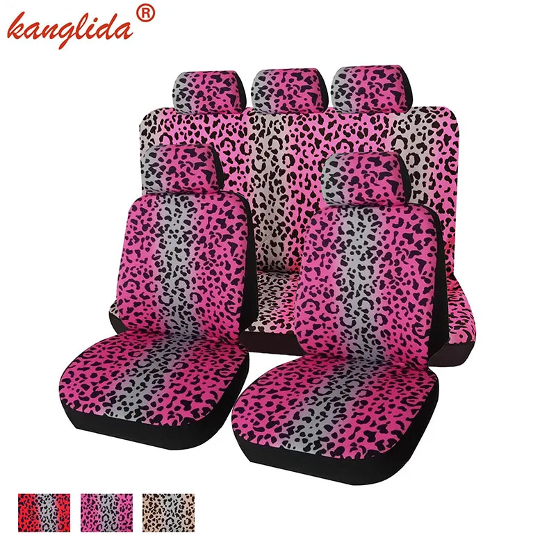 

KANGLIDA Leopard Printing Universal Car Seat Cover with Headrest Cover Auto Interior Car Seat Protector For Cars Polyester