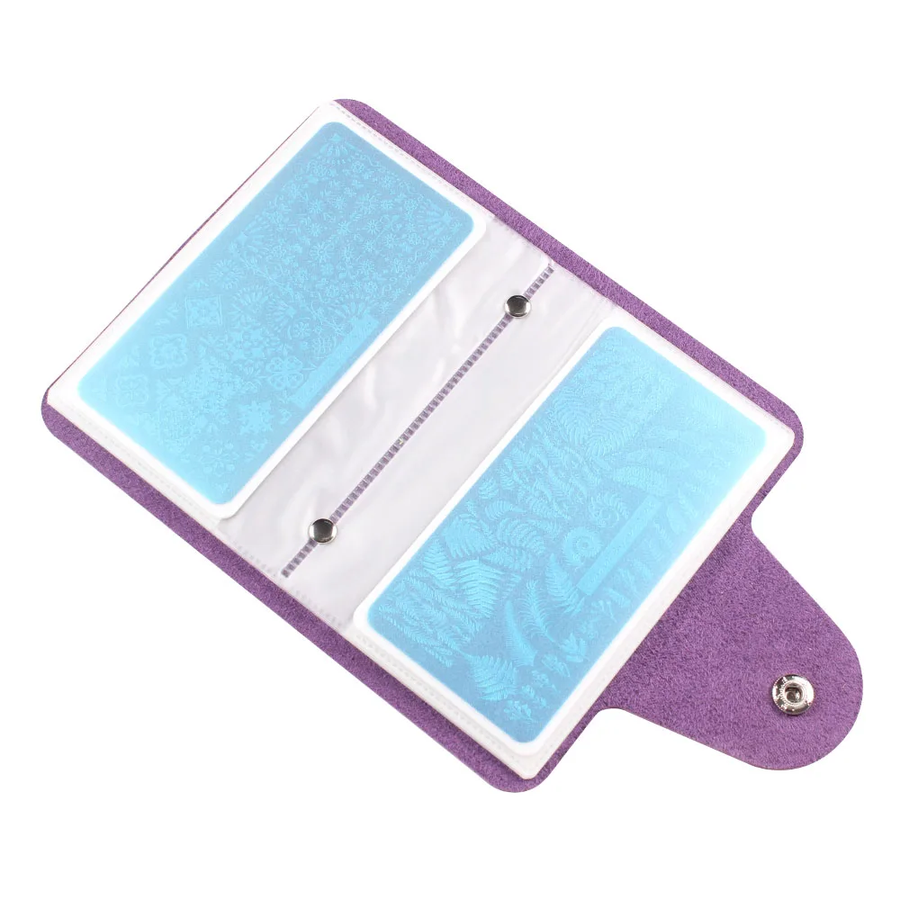 20Slots Purple/Green Rectangular Nail Art Stamping Plate Case Holder Stamp Template Concise Organizer Album Storage Collections