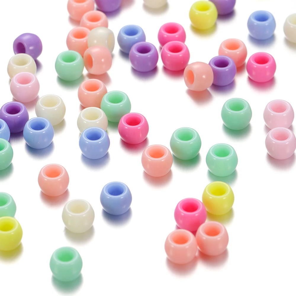 50/100Pcs 8.3mm Candy Color Large Hole Acrylic Beads Spacer Loose Beads for DIY Jewelry Making Findings Accessories Supplies