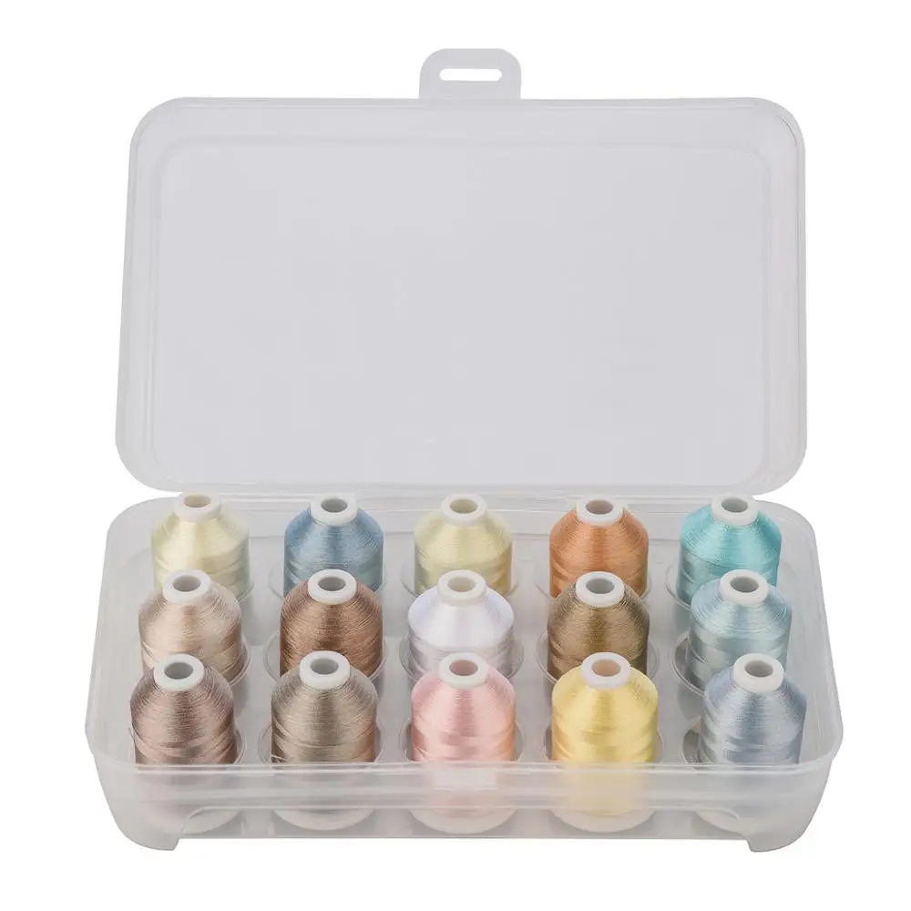 Simthread Machine Embroidery Thread Polyester 10 Options 15 Spools Set for Embroidery Sewing Machine